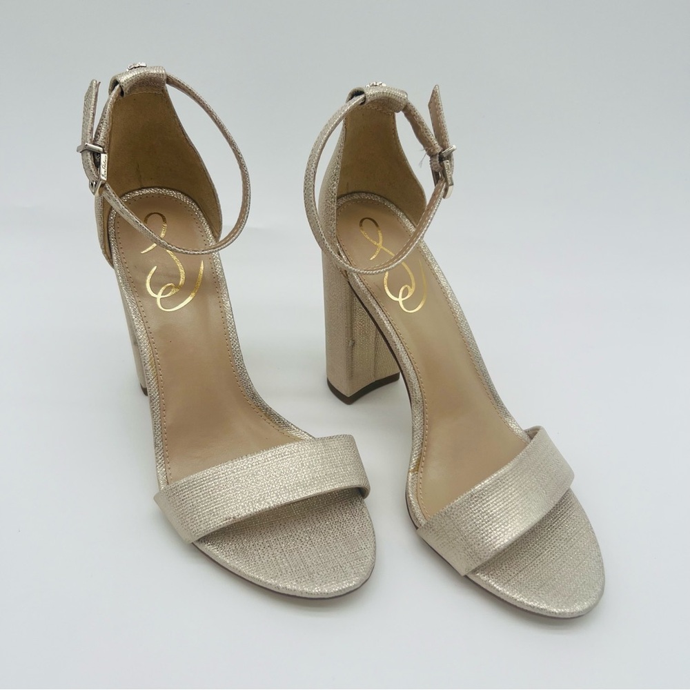 New! SAM EDELMAN Women's Yaro Ankle Strap Sandal Gold Metallic